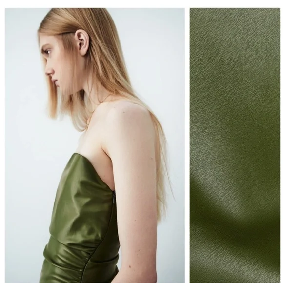 Zara Faux Leather Bustier Bodysuit Olive Green - Picture 8 of 9